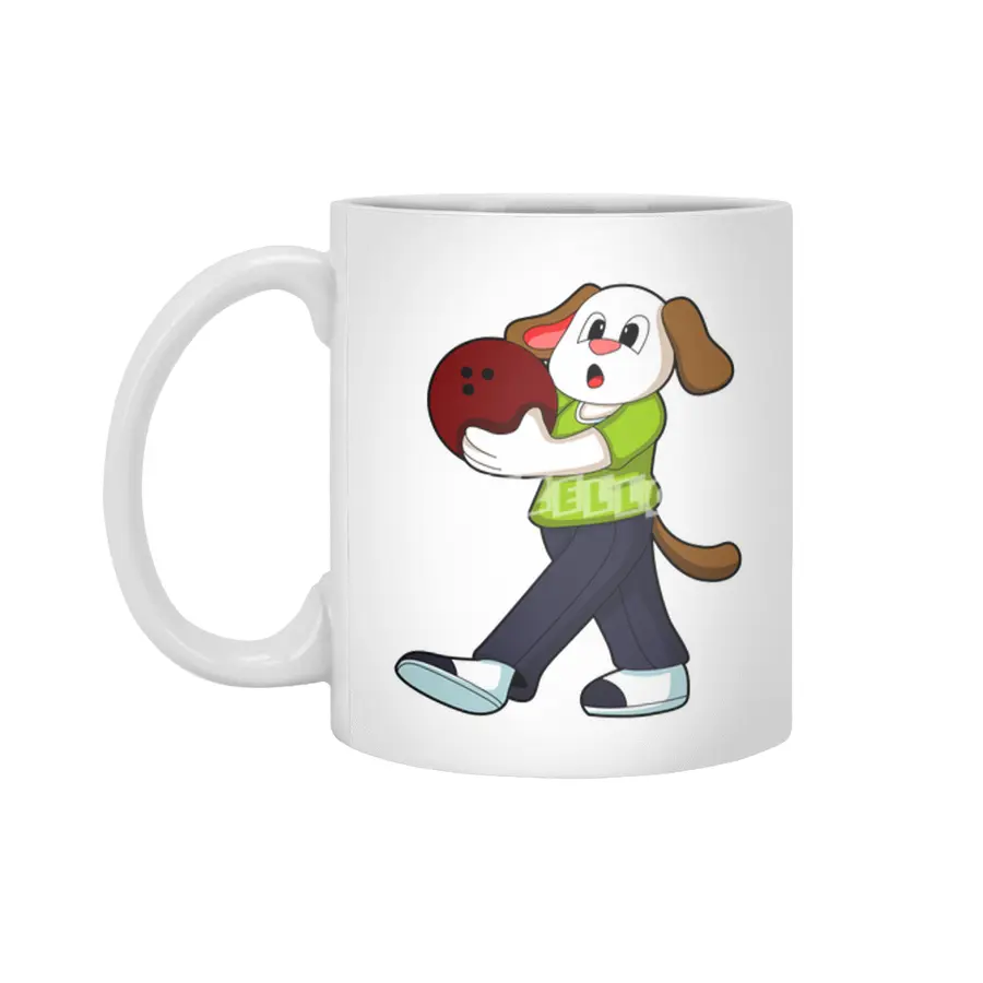 Dog at Bowling with Bowling ball Beyaz Kupa