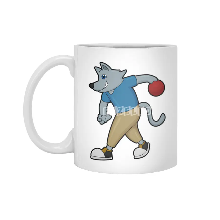 Dog at Bowling with Bowling ball Beyaz Kupa