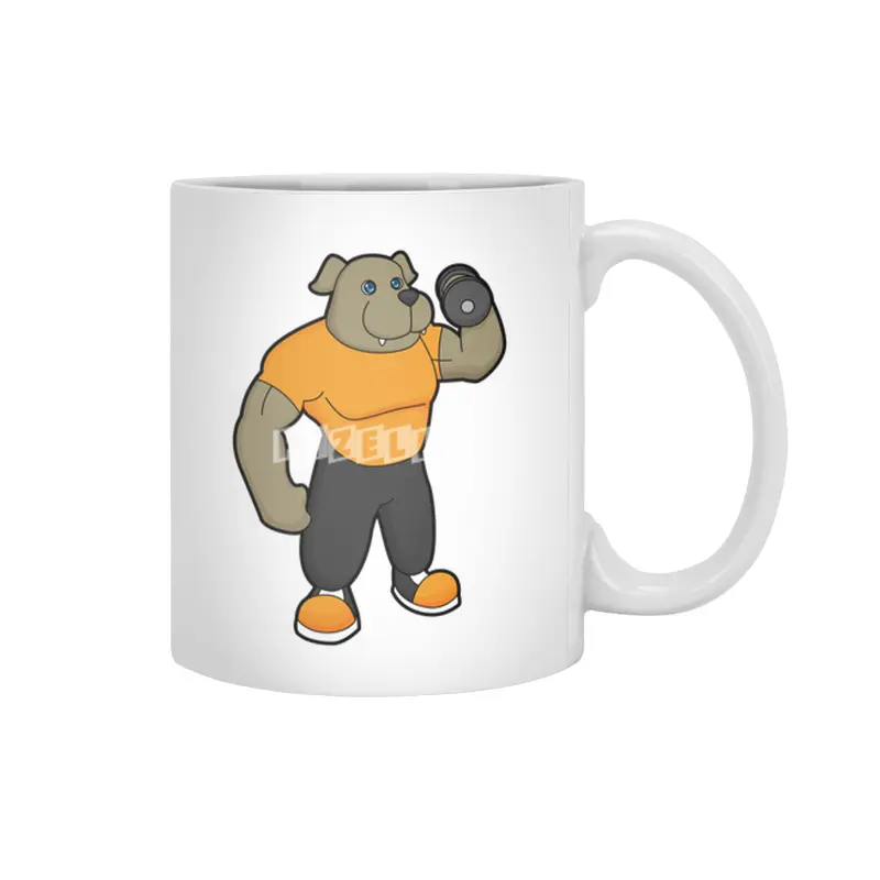 Dog at Fitness with Dumbbell Beyaz Kupa