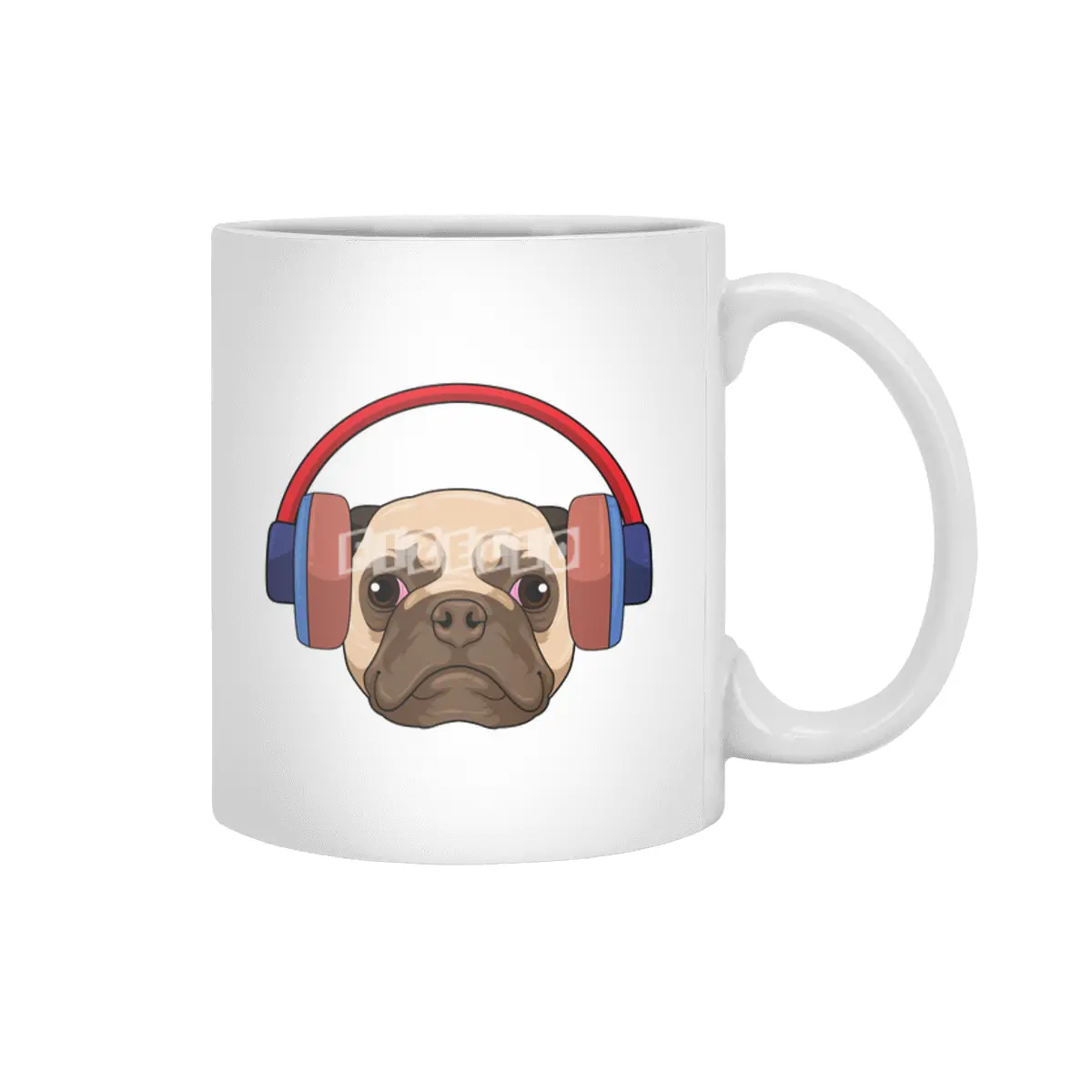 Dog at Music with Headphone Beyaz Kupa