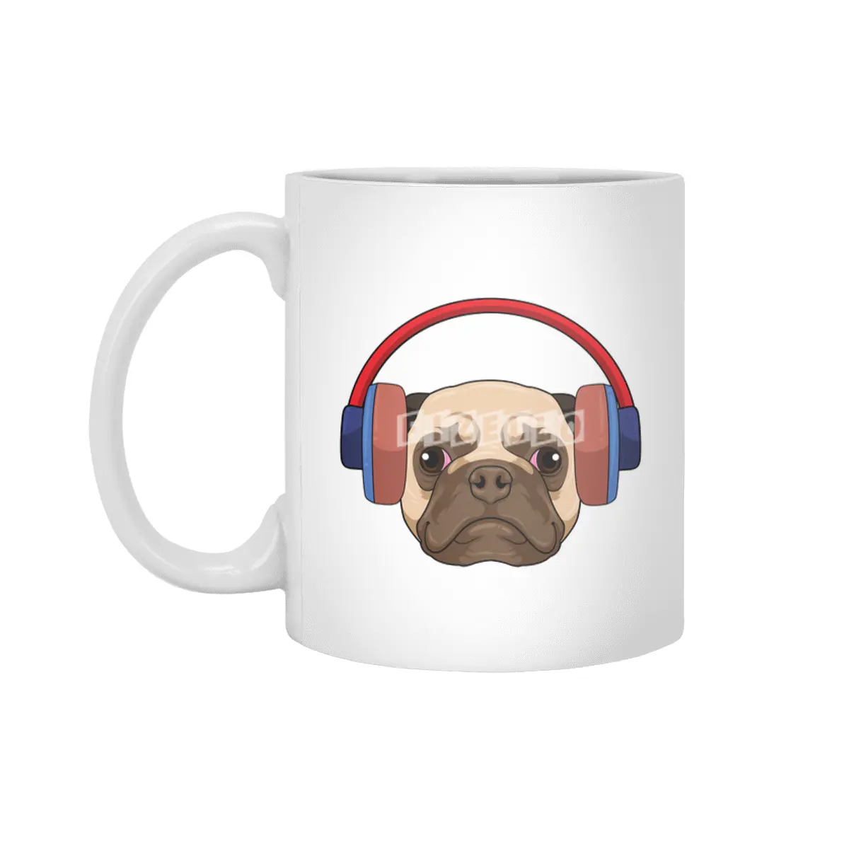Dog at Music with Headphone Beyaz Kupa