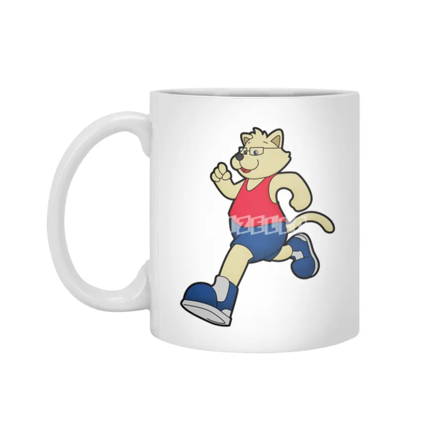 Dog at Running with Glasses Beyaz Kupa