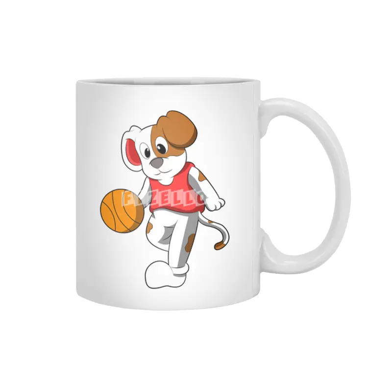 Dog at Sports with Basketball Beyaz Kupa