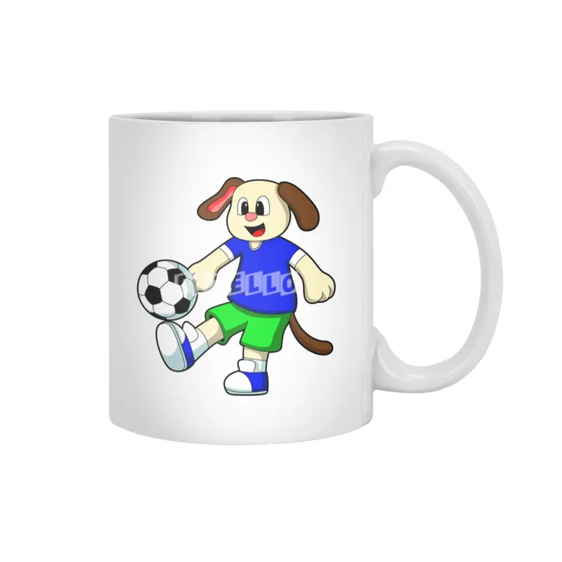 Dog at Sports with Soccer Beyaz Kupa