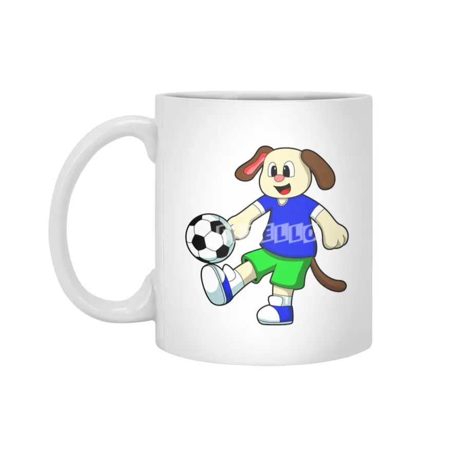 Dog at Sports with Soccer Beyaz Kupa