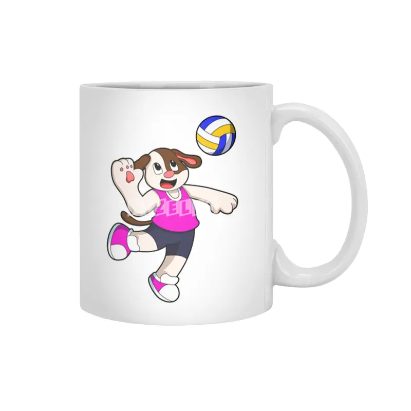 Dog at Sports with Volleyball Beyaz Kupa