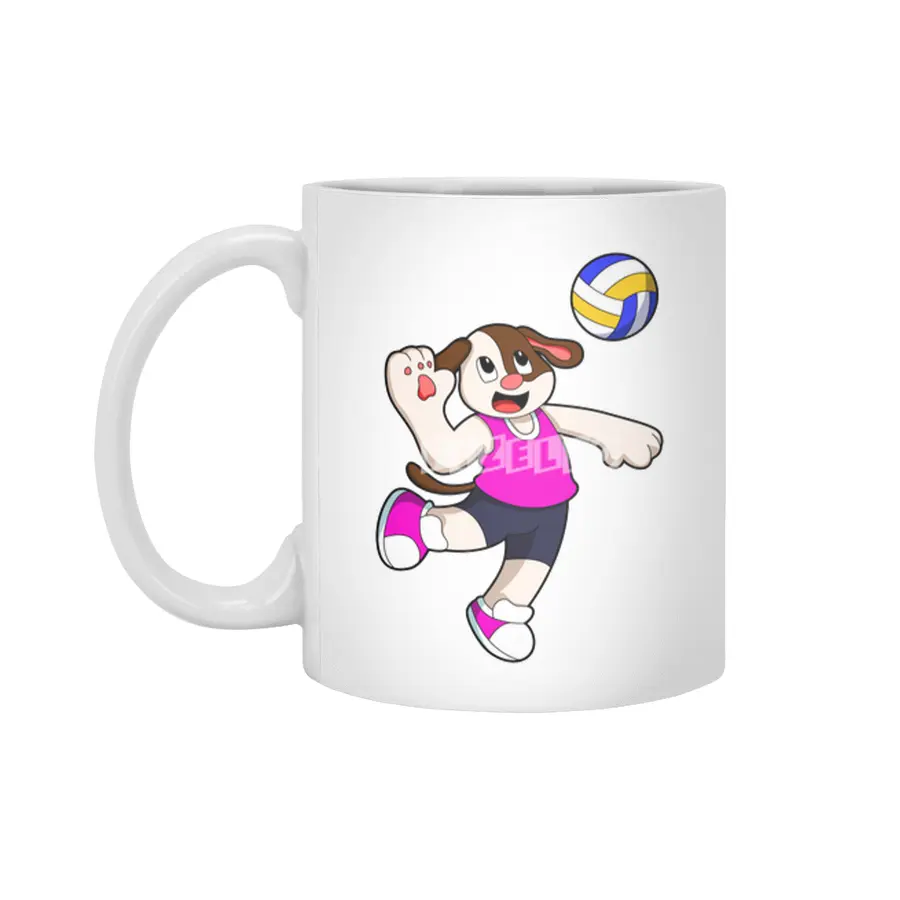 Dog at Sports with Volleyball Beyaz Kupa