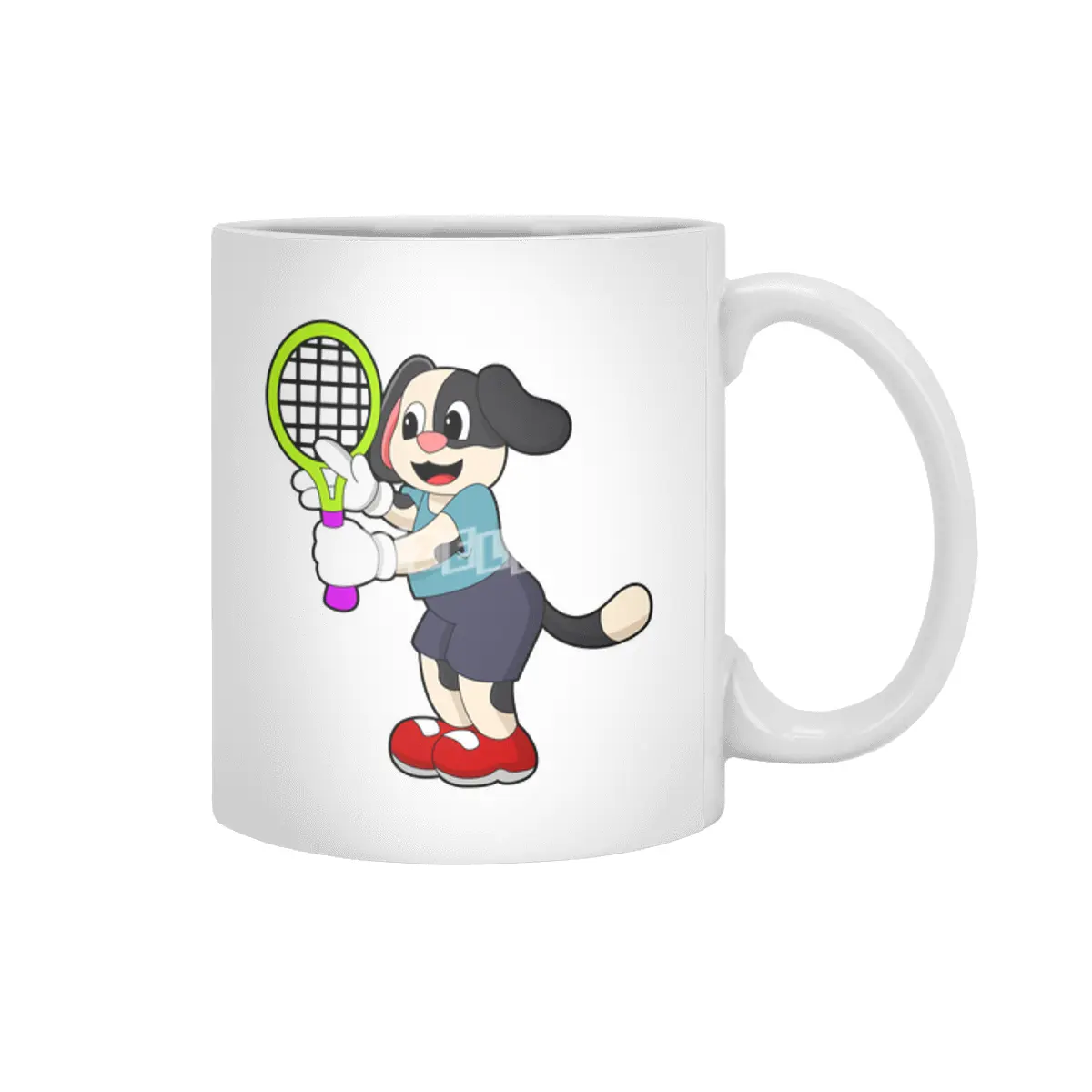 Dog at Tennis with Tennis racket Beyaz Kupa