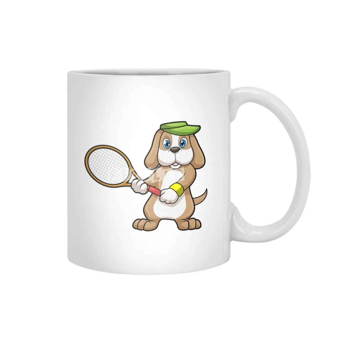 Dog at Tennis with Tennis racket & Cap Beyaz Kupa
