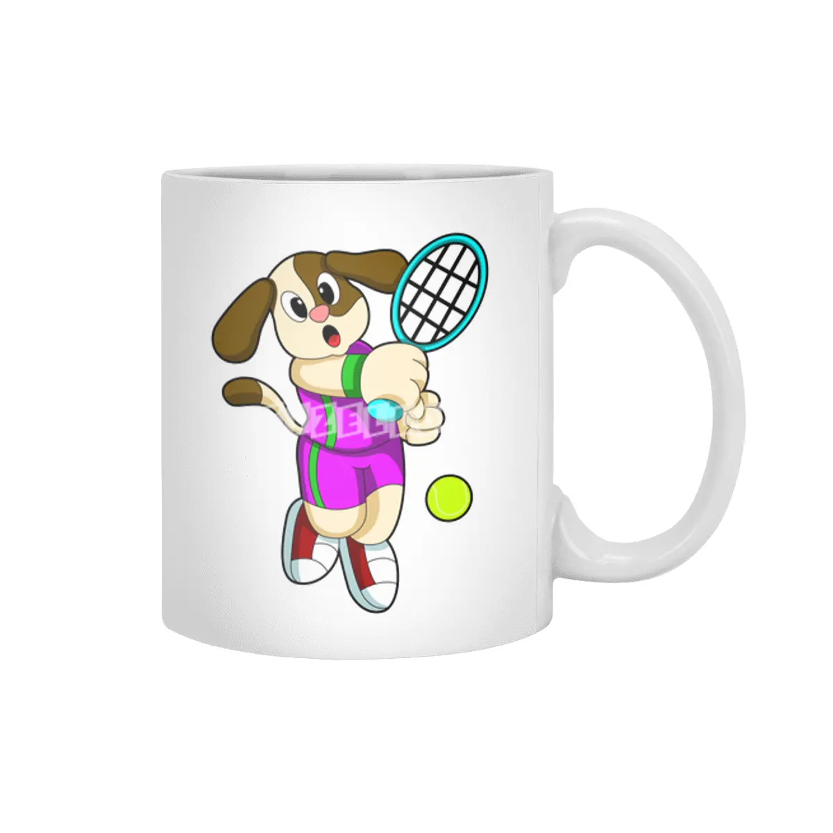 Dog at Tennis with Tennis racket & Tennis ball Beyaz Kupa