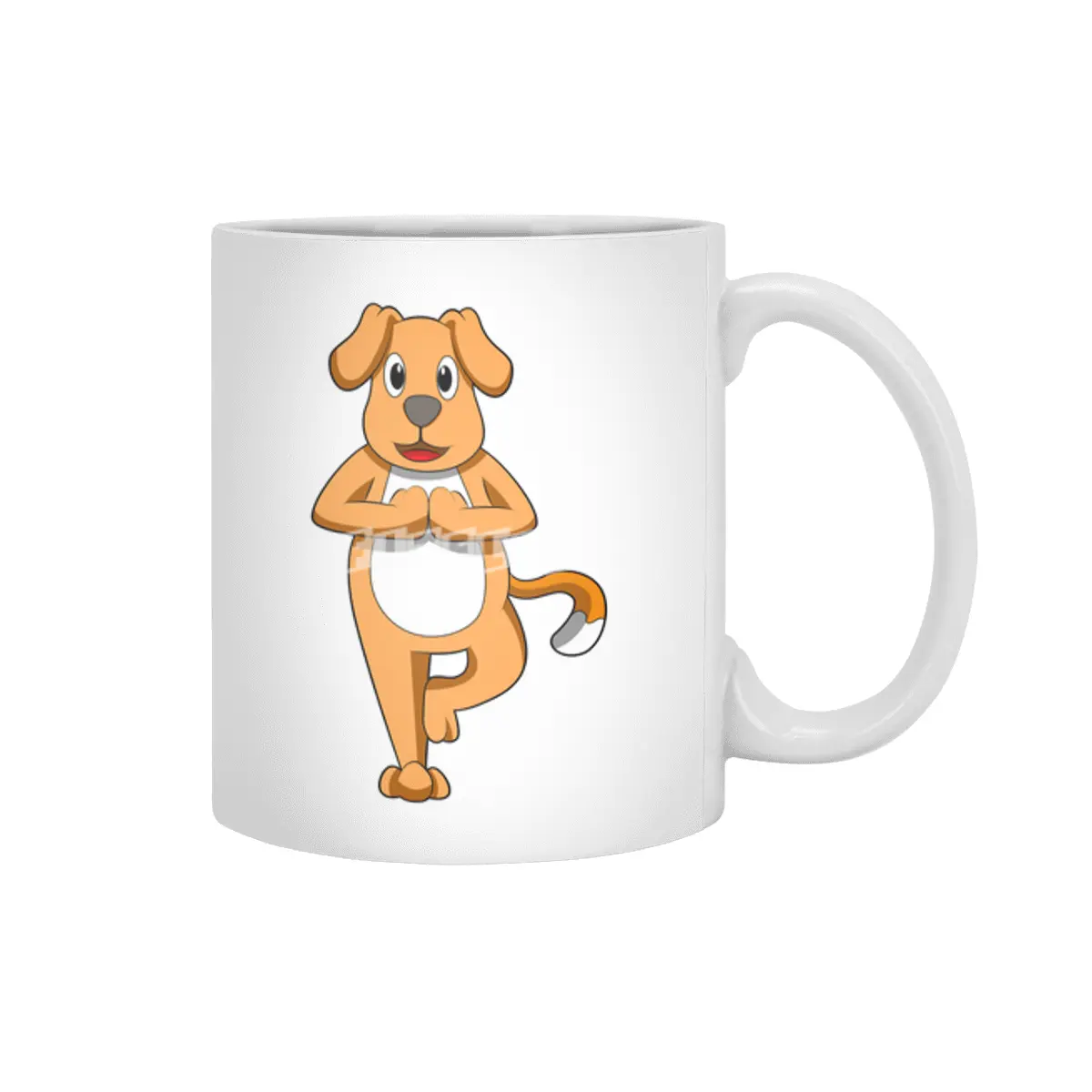 Dog at Yoga Stretching exercises Beyaz Kupa
