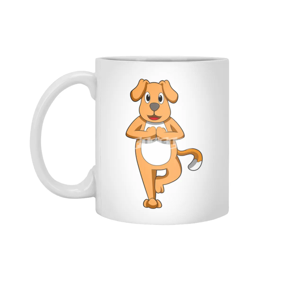 Dog at Yoga Stretching exercises Beyaz Kupa