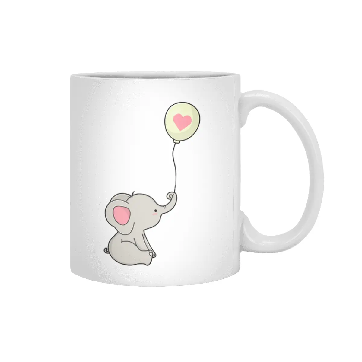 Elephant & Balloon with Heart Beyaz Kupa
