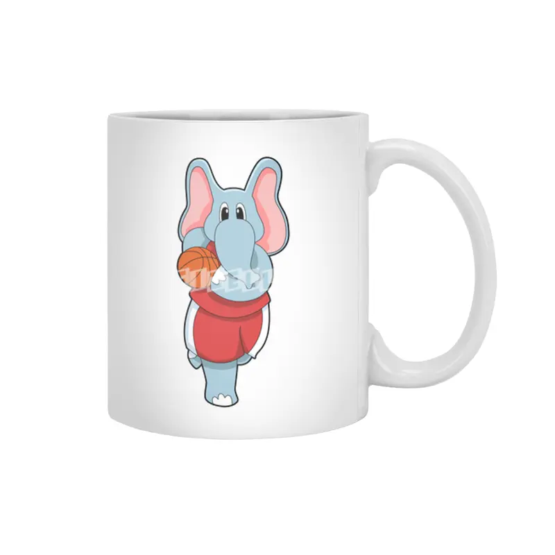 Elephant as Basketball player with Basketball Beyaz Kupa