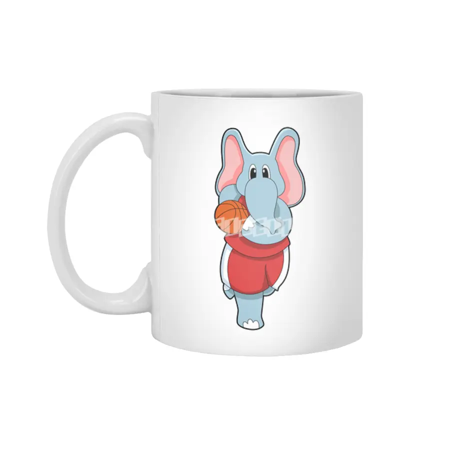 Elephant as Basketball player with Basketball Beyaz Kupa