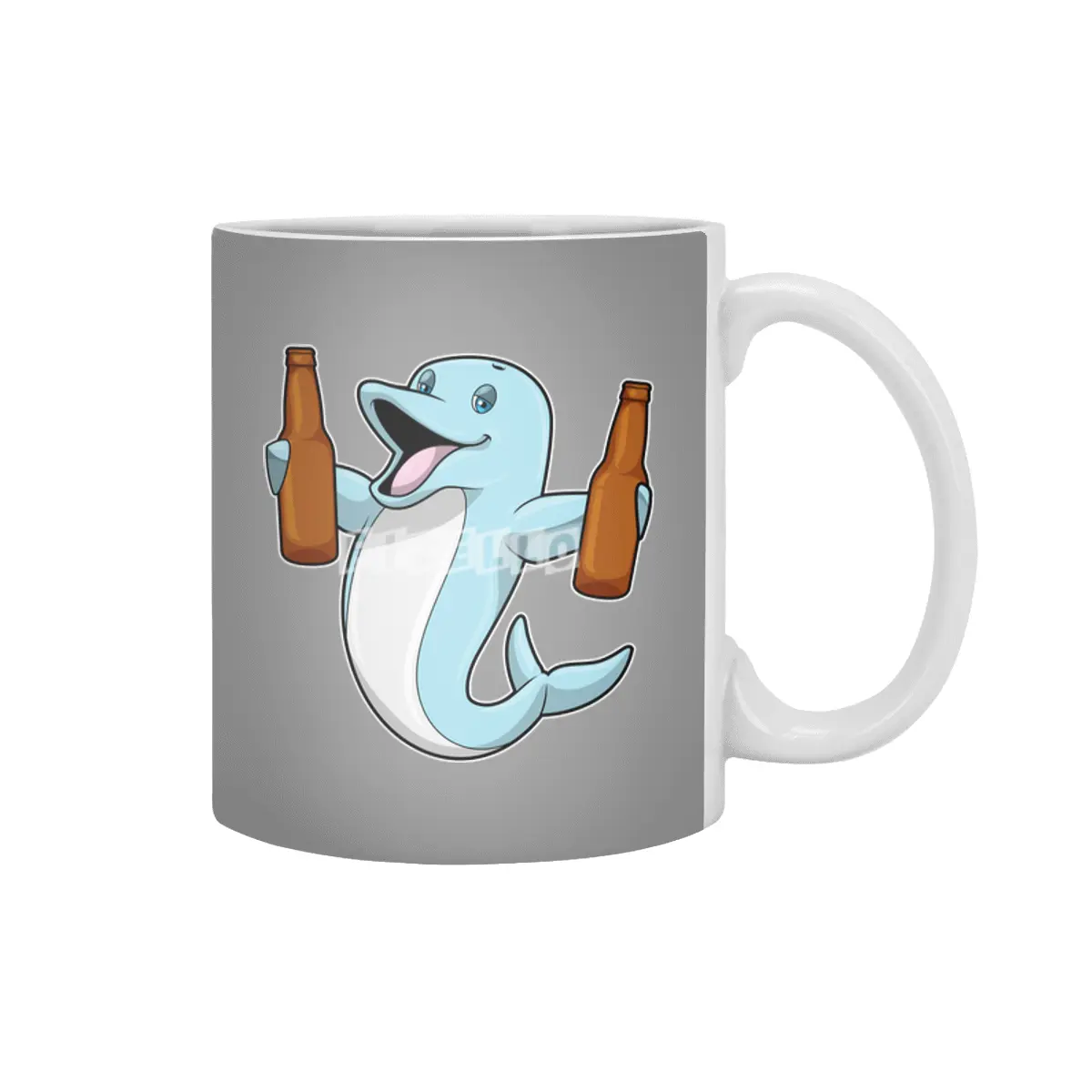 Dolphin with Bottles of Beer Beyaz Kupa