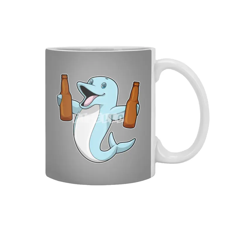 Dolphin with Bottles of Beer Beyaz Kupa