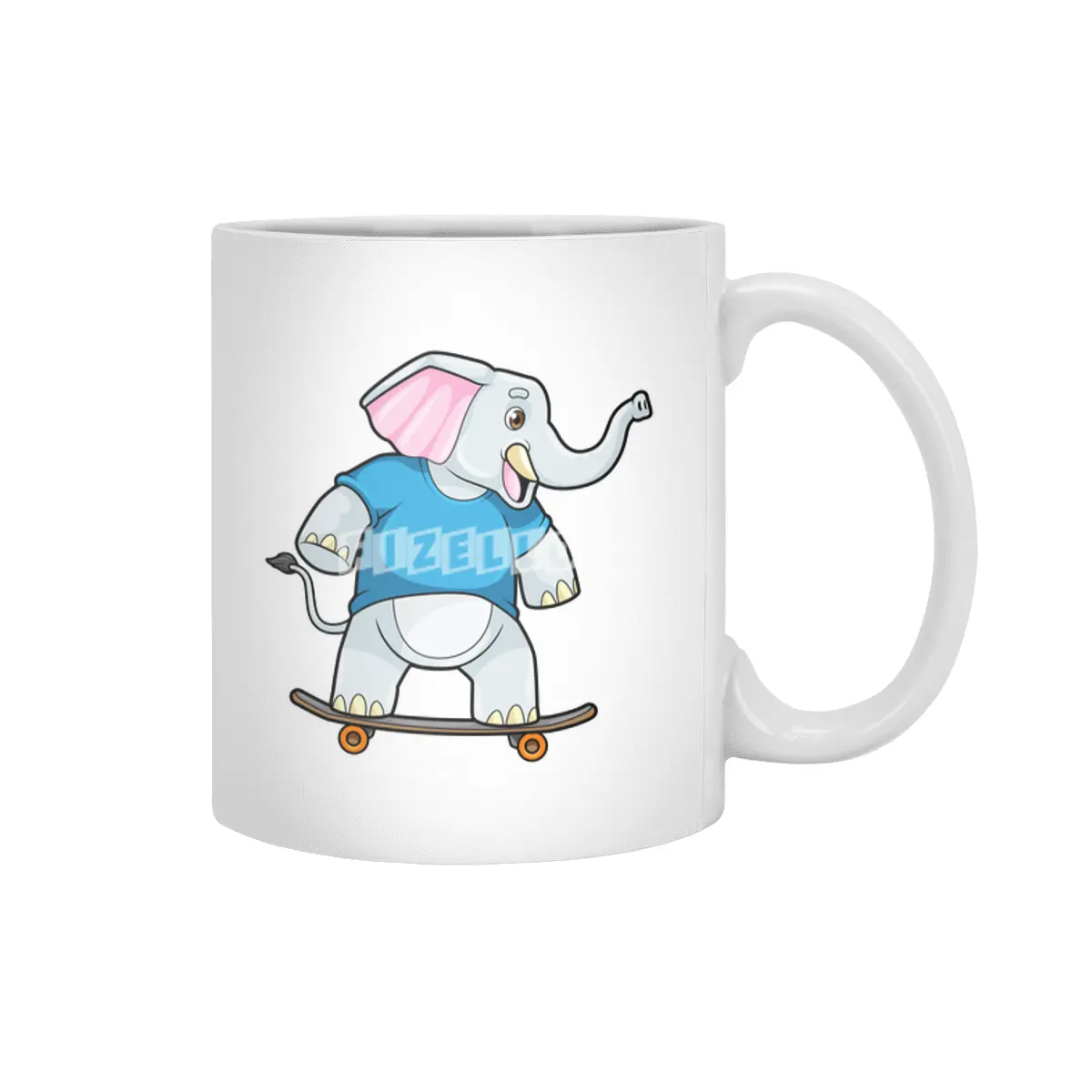 Elephant as Skater with Skateboard Beyaz Kupa