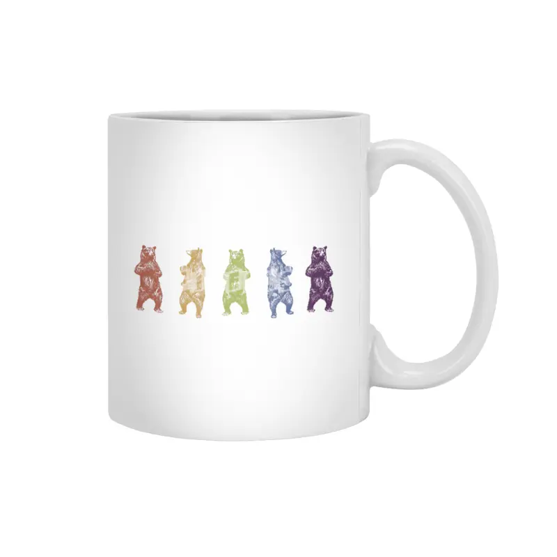 Dancing Rainbow Bears Beyaz Kupa