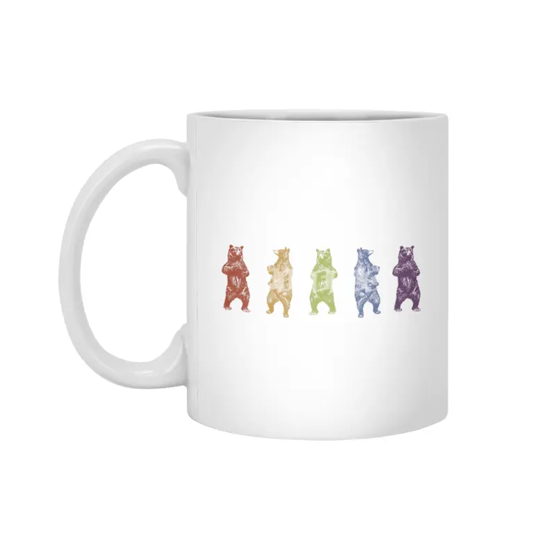 Dancing Rainbow Bears Beyaz Kupa