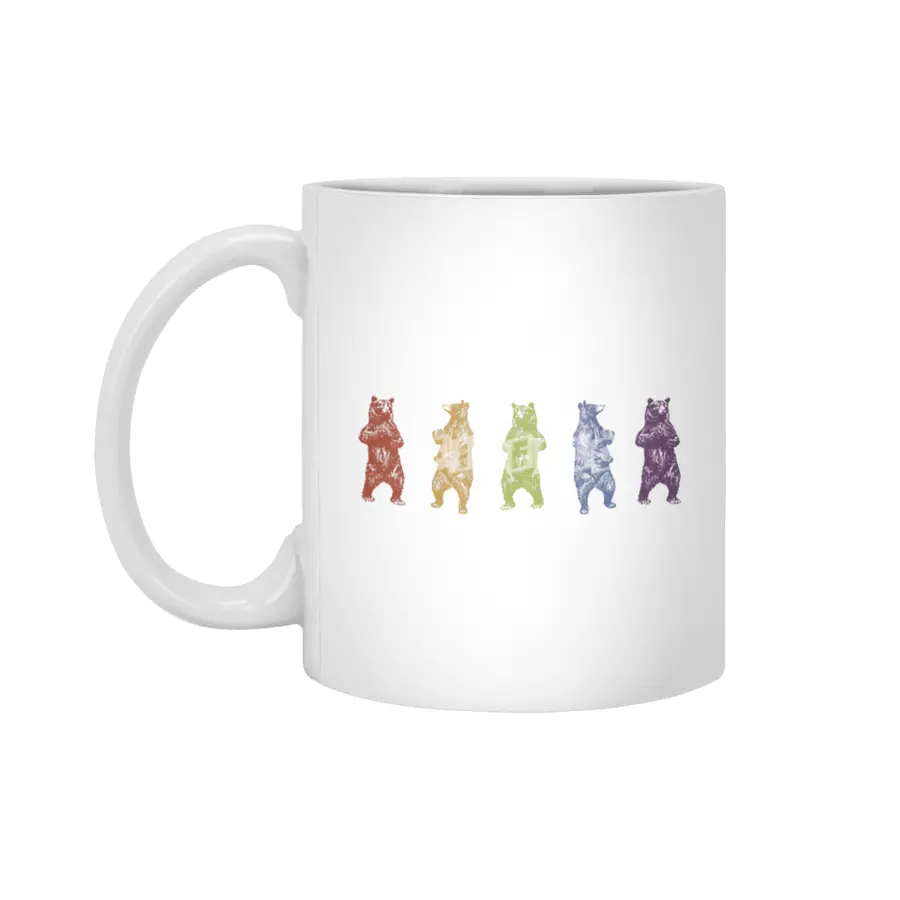 Dancing Rainbow Bears Beyaz Kupa